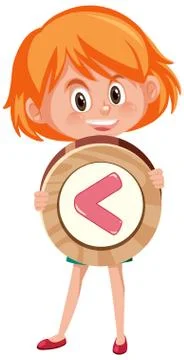 Student girl holding basic math symbol or sign cartoon character isolated on  Illustrazione stock