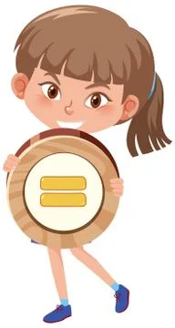 Student girl holding basic math symbol or sign cartoon character isolated on  Stockillustratie