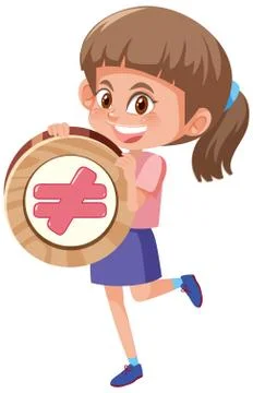 Student girl holding basic math symbol or sign cartoon character isolated on  Stockillustratie