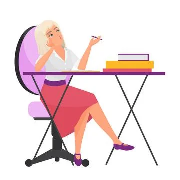 Student girl learning at desk Stock Illustration