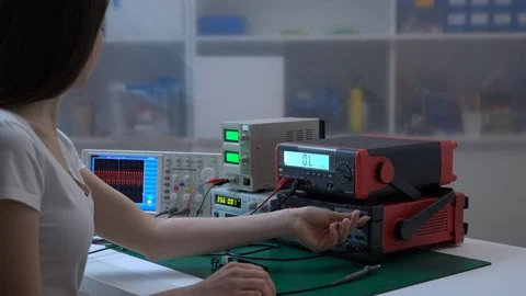 Student  girl in physics class Stockbeeldmateriaal 87948865