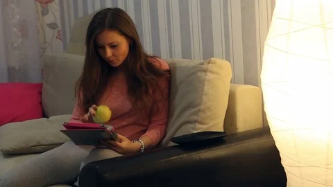Student girl with tablet pc Stock Footage 72051889