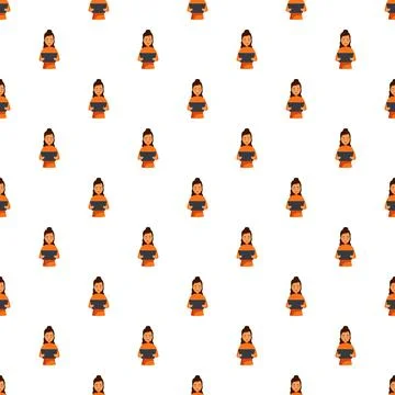 Student girl using digital tablet repeating pattern 스톡 일러스트