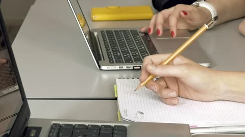 Student girls with their laptops computers Stock Footage 70007421