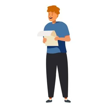 Student giving presentation holding notes and speaking to audience Stock Illustration