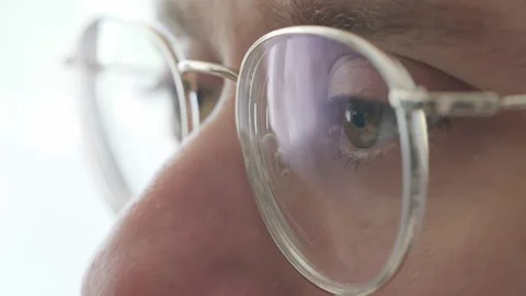 Student in glasses, attending online class, focused programmer with glasses.. Stock Footage 289842554