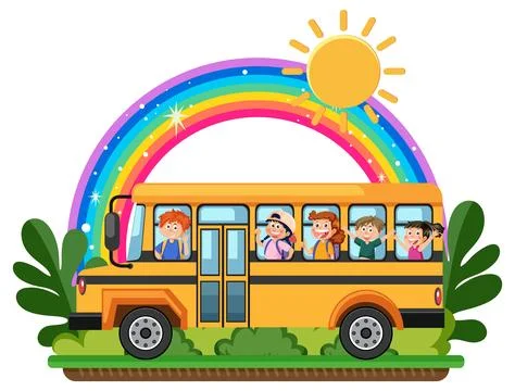 Student going to school by bus Stock Illustration