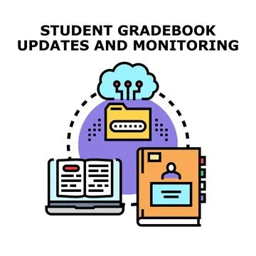 Student gradebook digital updates and monitoring system Stock Illustration