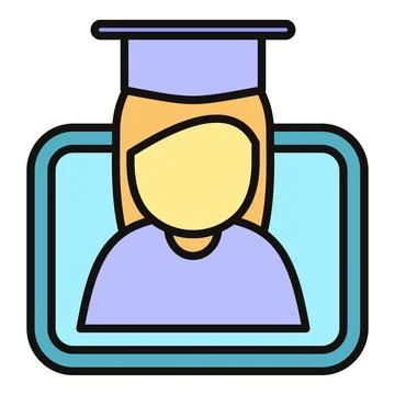 Student graduating online from digital e learning academy 库存插图