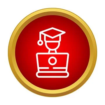 Student with graduation cap using laptop for e learning Stock Illustration