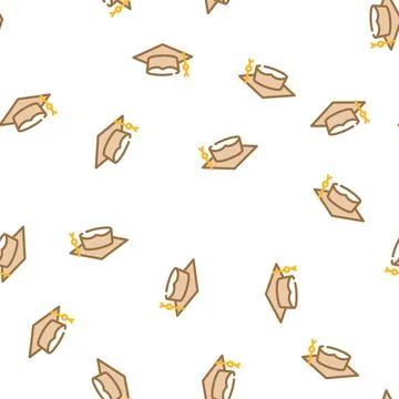 Student graduation cap vector seamless pattern Stock Illustration