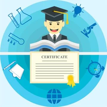 A student with a graduation certificate Stock Illustration