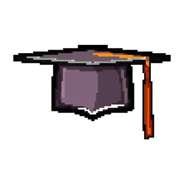 Student graduation hat pixel art vector illustration Stock Illustration