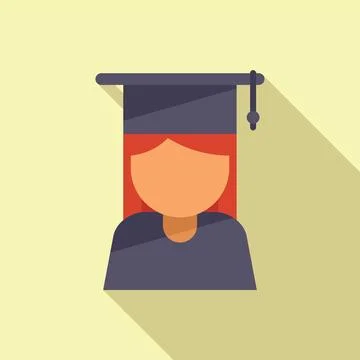 Student graduation icon flat . Study final Illustrazione stock