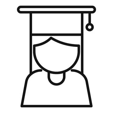 Student graduation icon outline . Study final Illustrazione stock