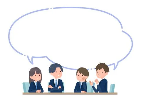 Student group discussing with speech bubble Stock Illustration