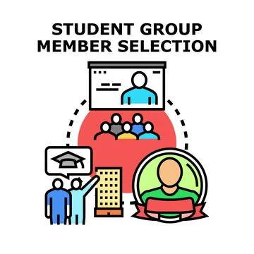 Student group member selection concept illustration Stock Illustration