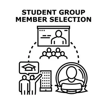 Student group member selection concept illustration Stock Illustration