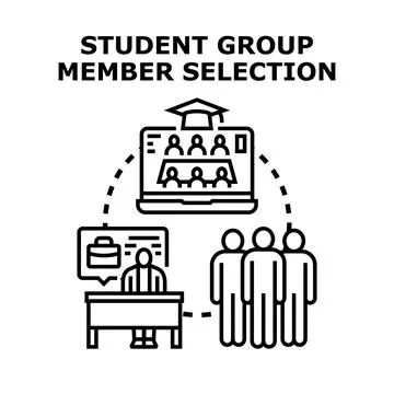 Student group member selection for educational project Stock Illustration