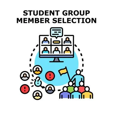Student group member selection process for remote collaboration 스톡 일러스트