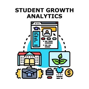 Student growth analytics with education data tracking Illustrazione stock