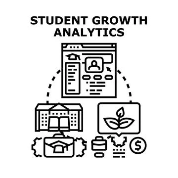 Student growth analytics with education data tracking Illustrazione stock