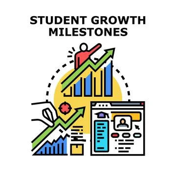 Student growth milestones tracking academic development Stock Illustration