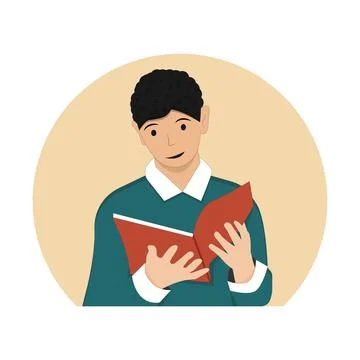 Student guy reading books or preparing for exam Stock Illustration