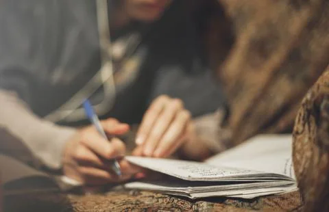 Student guy studying at home Stock Photos