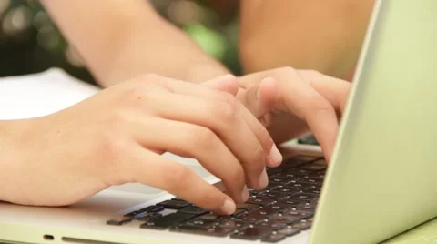 Student hands typing in the computer Stock Footage 46387669