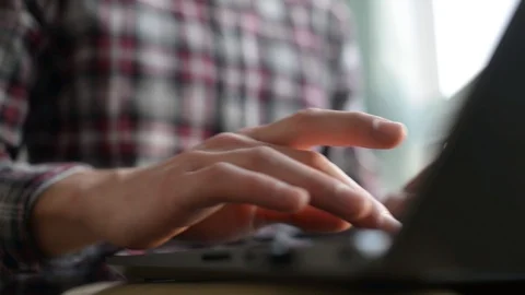 Student Handsome Guy With Laptop Pc At Home - Day Stock Footage 99121969