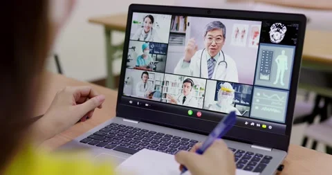 Student has online remote learning Stock Footage 143230042