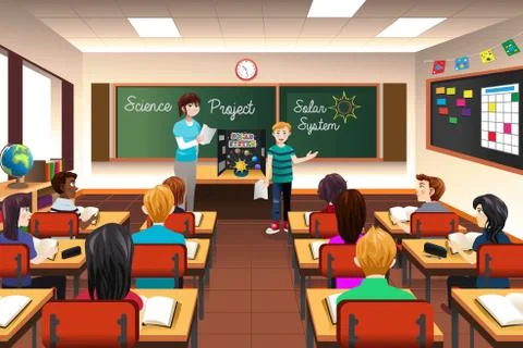 Student Having Science Presentation Stock Illustration