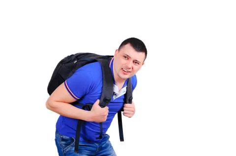 The student with a heavy backpack Stock Photos