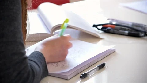 Student Highlighting Notes Stock Footage 90207823