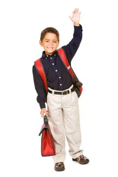 Student: hispanic student with lunchbox Stock Photos