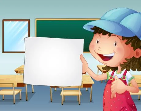 A student holding an empty piece of paper Stock Illustration
