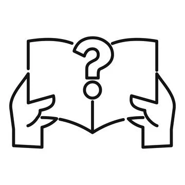 Student holding open book with question mark, education concept Stock Illustration