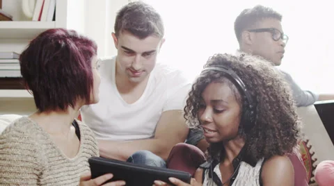 Student house accommodation. Flat share with teenagers or young adults using 库存影片 32938832