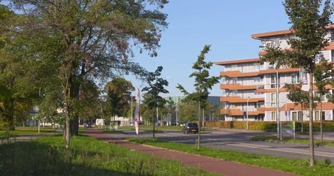 Student housing on CHE campus, studen apartments The Netherlands Stock Footage 120558429