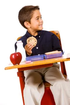Student: hungry student looks to side Stock Photos