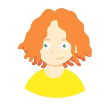 Student icon in cartoon flat style. Ginger hair. Stock Illustration