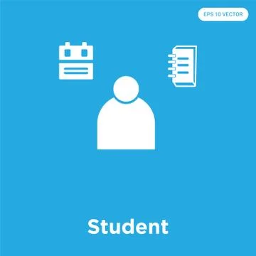 Student icon isolated on blue background Free Stock Illustration