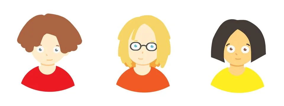 Student icon set in cartoon flat style. Stock Illustration
