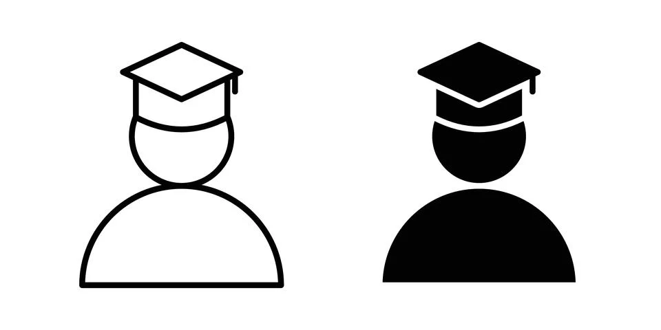 Student icon thin line and clipart style vector set Stock Illustration