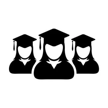 Student icon vector female group of person profile avatar with mortar board Stock Illustration