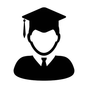 Student Icon Vector Graduation with Mortar Board for School and College Stock Illustration