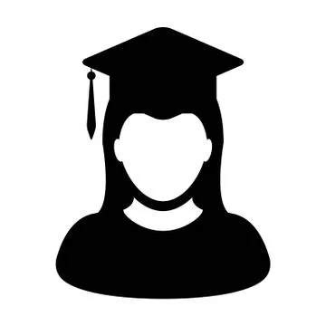 Student Icon Vector Graduation with Mortar Board for School and College Stock Illustration