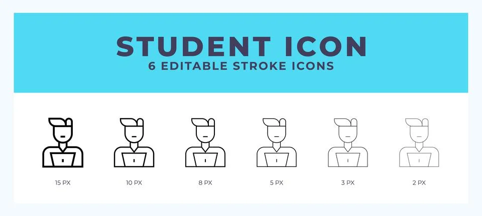 Student icon vector illustration. With editable stroke for web. App and more. 스톡 일러스트