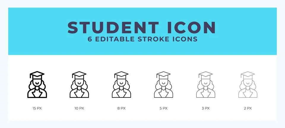 Student icon vector illustration. With editable stroke for web. App and more. Stock Illustration